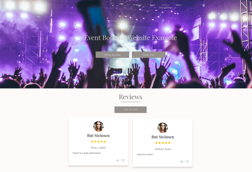 event booking page