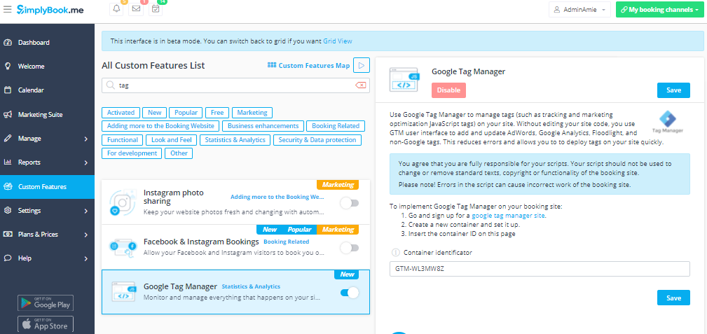 Enable Google Tag Manager