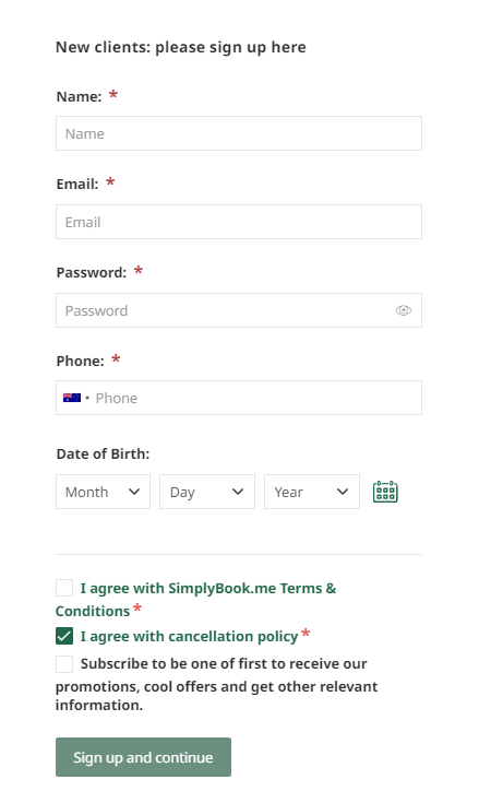 Kundenfelder auf der simplybook.me-Plattform